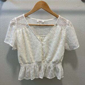 Urban Romantics Eyelet Blouse with Smocked Waist
